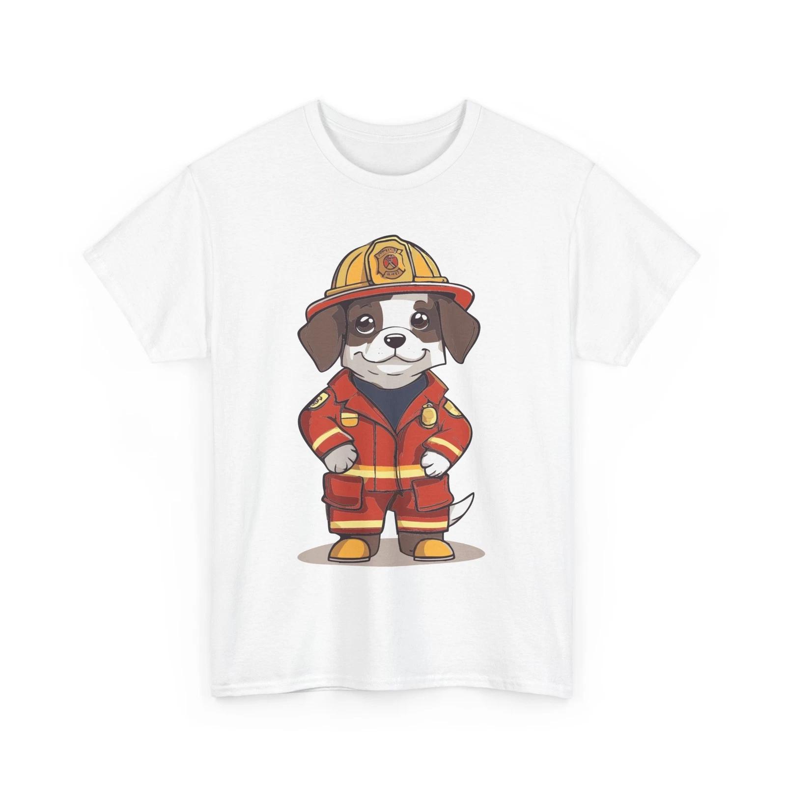 Puppy Firefighter - Cute Cartoon Animal Graphic Gildan Cotton Tee 3XL