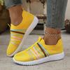 Fashion Fashion Rainbow Ribbon Knitted Sneakers Women Mesh Breathable Running Sports Shoes Woman Plus Size Comfort Slip On Walking Shoes