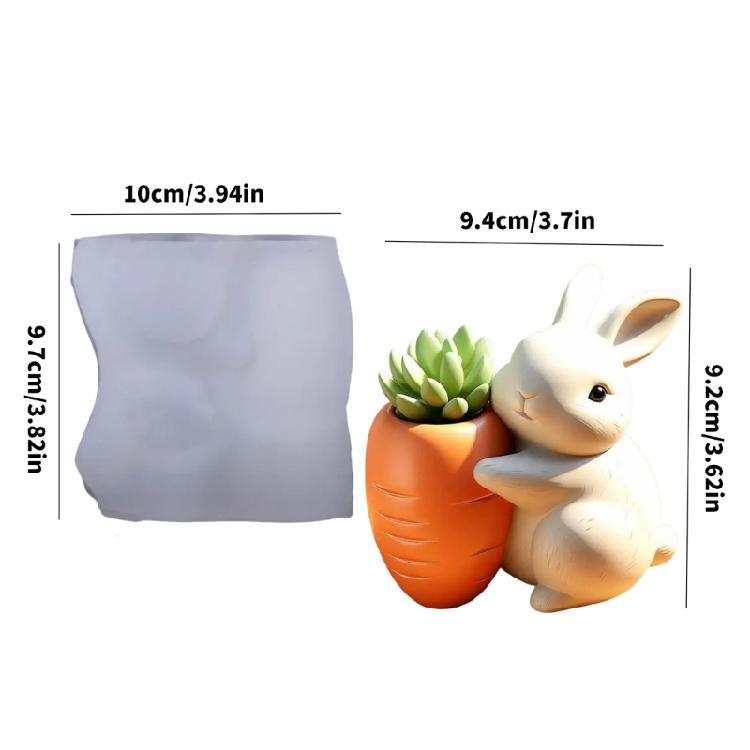 Reusable Silicone Carrot Planter Mold With Rabbit Theme DIY Resin Casting Craft Tool Decorative Tray Making Supplies