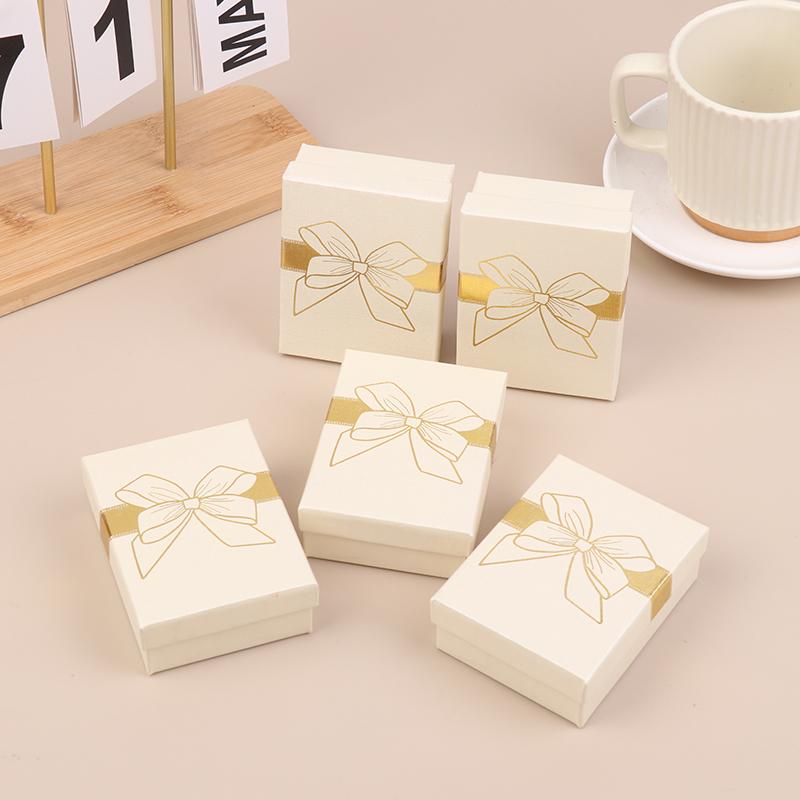 5Pcs Bow Jewelry Box Ring Earrings Bracelets Necklace Organizer Paper Jewelry Gift Packaging Box Wedding Proposal Supplies