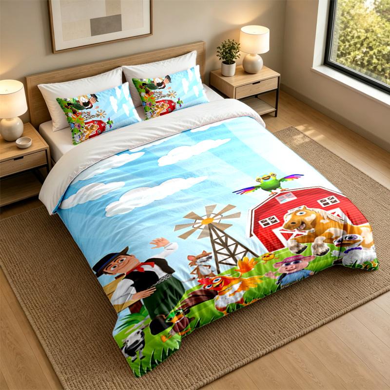 Soft Bedding Set La Granja De Zenón Pattern, 1 Duvet Cover Plus 2 Pillowcases Stylish Bedroom Home Textile