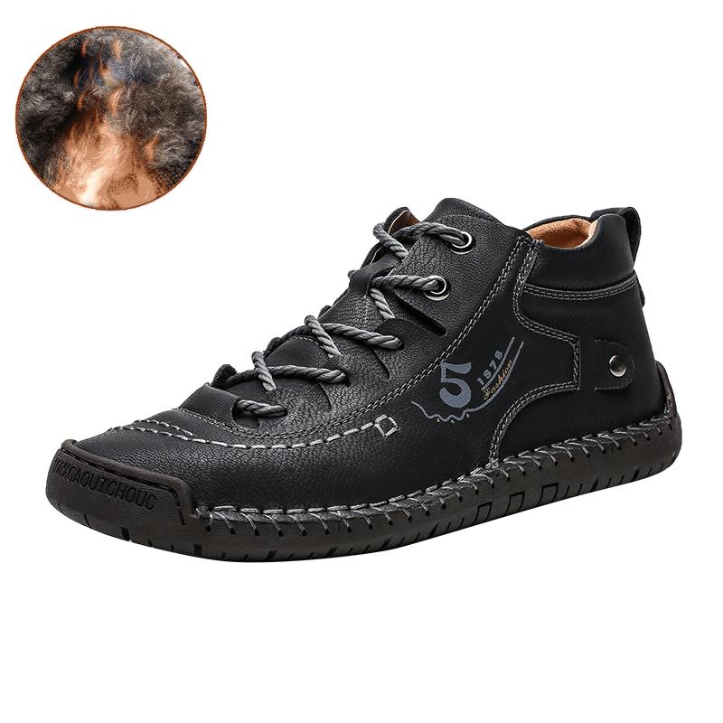 Men Casual Leather Boots High Quality Cowhide Genuine Leather Shoes Waterproof Soft Hand-stitching Winter Boots Men Boots