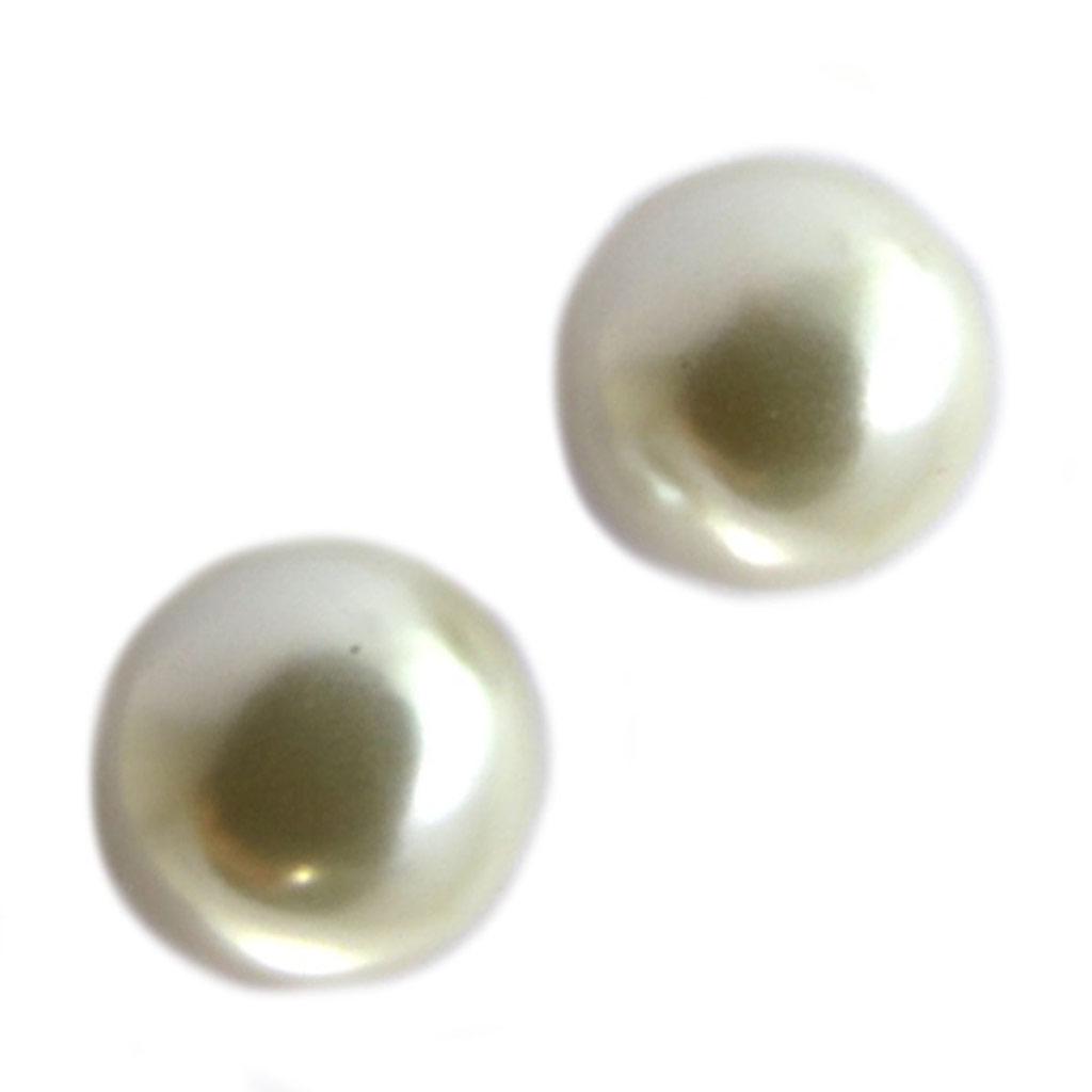 Les Trésors De Lily [H0471] - Silver Earrings 'Perla' Ivory White (flat) Silver (rhodium Plated) - 10 Mm