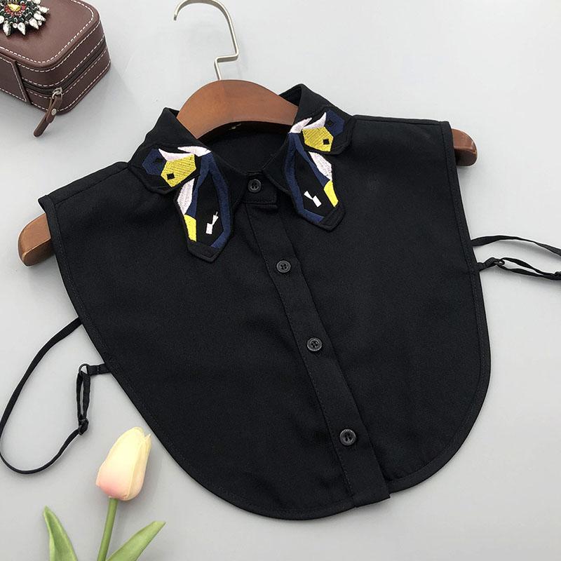 

Элегантный белый шифоновый фальшивый воротник с вышивкой для рубашки женский съемный половинный искусственный ложный воротник для рубашки галстук аксессуары для одежды