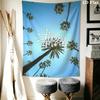 Blue Sky Palm Tree Tapestry, Low Angle Tropical Palm Scenery Street Signature Logo Wall Hanging