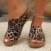 Women's Wedge Open Toe Sandals Summer Fashion Leopard Print Breathable Comfortable Sandals