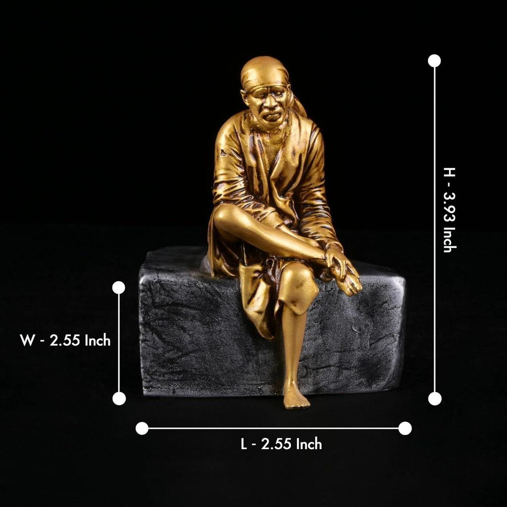 Saibaba Idol Shirdi Sai Baba Statue Sai Baba Idol Murti Religious God Idol for Car Dashboard & Home Decorative Showpiece Gift Item