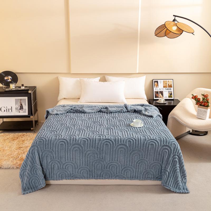 Solid Color Roman Column Double Sided Plush Jacquard Blanket Multifunctional Nap Blanket Air Conditioning Blanket Soft Cozy Throw Blanket