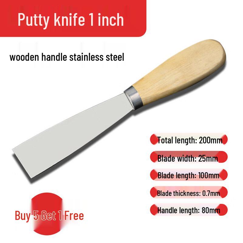 Многоцелевой скребок из нержавеющей стали с деревянной ручкой
