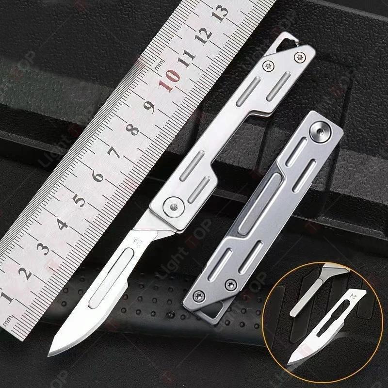 Stainless Steel Folding Knife Pocket Knife With 9 Replaceable Blades Sharp Hobby Knife Craft Knife Kit Kitchen Accessoires