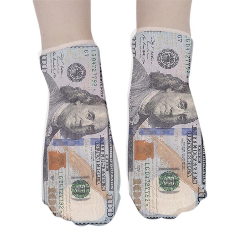 Herren Damen Lustig Unisex Neuheit 3D Gedruckte Knöchelsocken Dollar Schein Geld Muster Kurzschaftsocken Weihnachtsfeier Geschenk