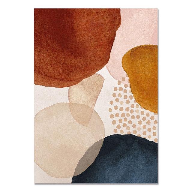 Abstract Geometric Line Orange Watercolor Boho Wall Poster Print Nordic Canvas Painting Art Pictures Living Room Home Decor