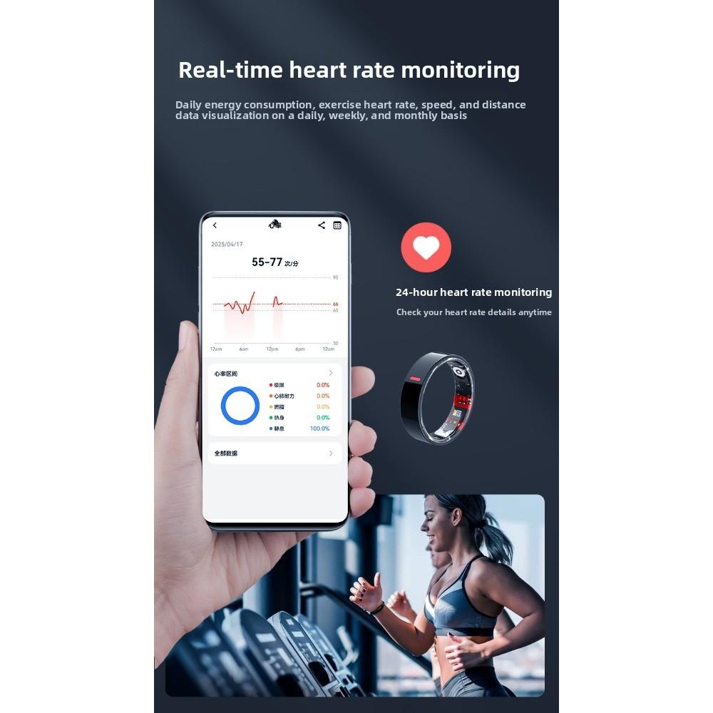 Smart ring monitors heart rate, blood oxygen, blood pressure, blood sugar, sleep, HRV health, step counting,  dad's gift, Valentine's Day gift