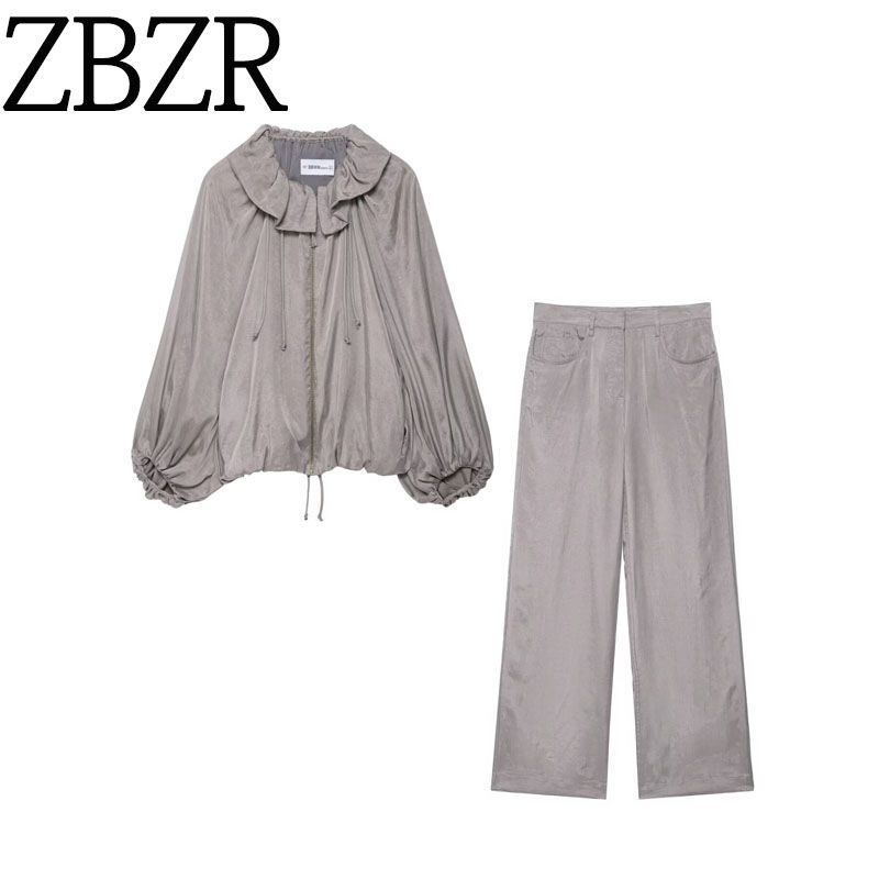 Zbzr New Fall Women's Clothing Fashion Wind Fashion Loose Pilot Jacket Outwear Mid Waist Pants 8362404
