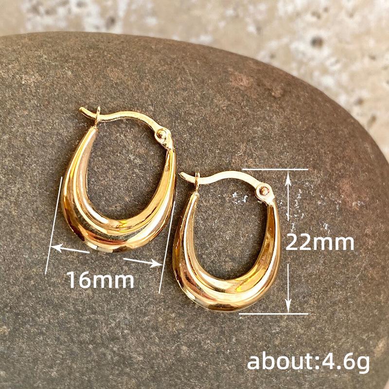 Classic Water Drop Shape Earrings, French Retro Cold Wind Element Ring Earrings, Geometric Three-Dimensional U-Shaped