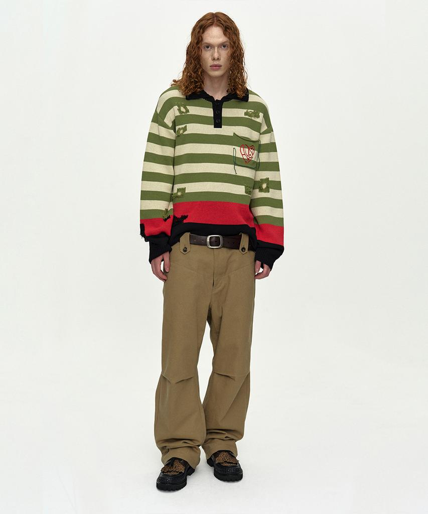 ADSB ANDERSSON BELL Stripe Damaged Polo Sweater Atb1419M(Multi)
