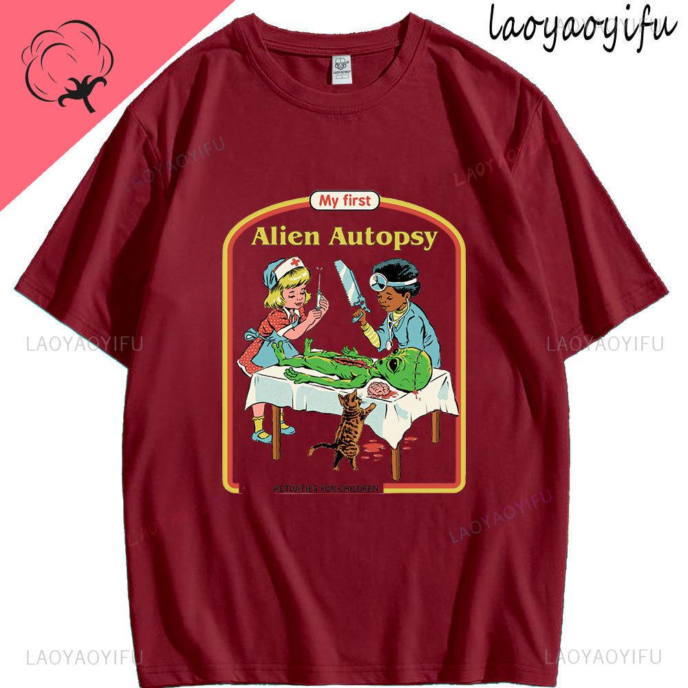 My First Alien Autopsy Theme 100Cotton Printed Tops Mens Womens Summer ONeck Fashion New Style Casual Simple Shortsleev Tee S