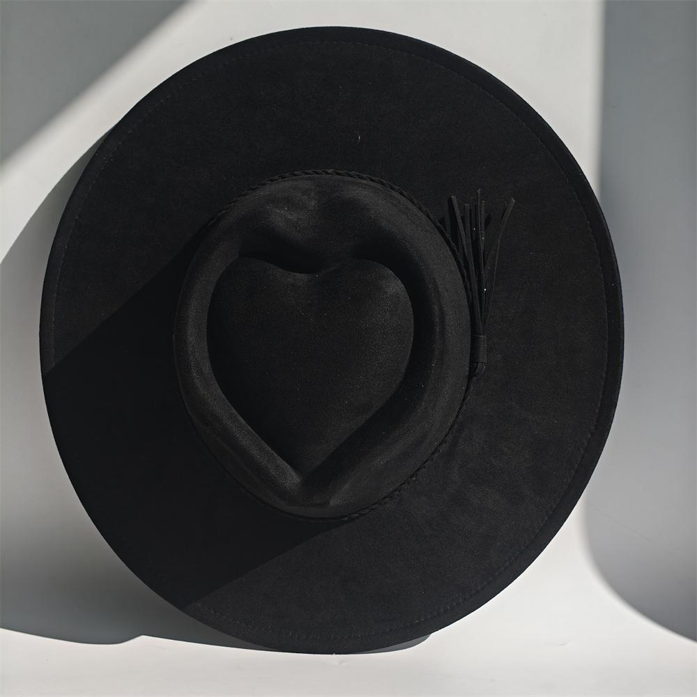 New Heart Top Suede 9 cm Wide Brim Fedora Hat Men's and Women's Autumn Felt Jazz Hat Classic Suede Fedoras Chapeau Sombrero