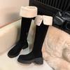 New spot grape mother of the same 2025 winter lamb wool thick heel medium and high boots over the knee boots women's autumn