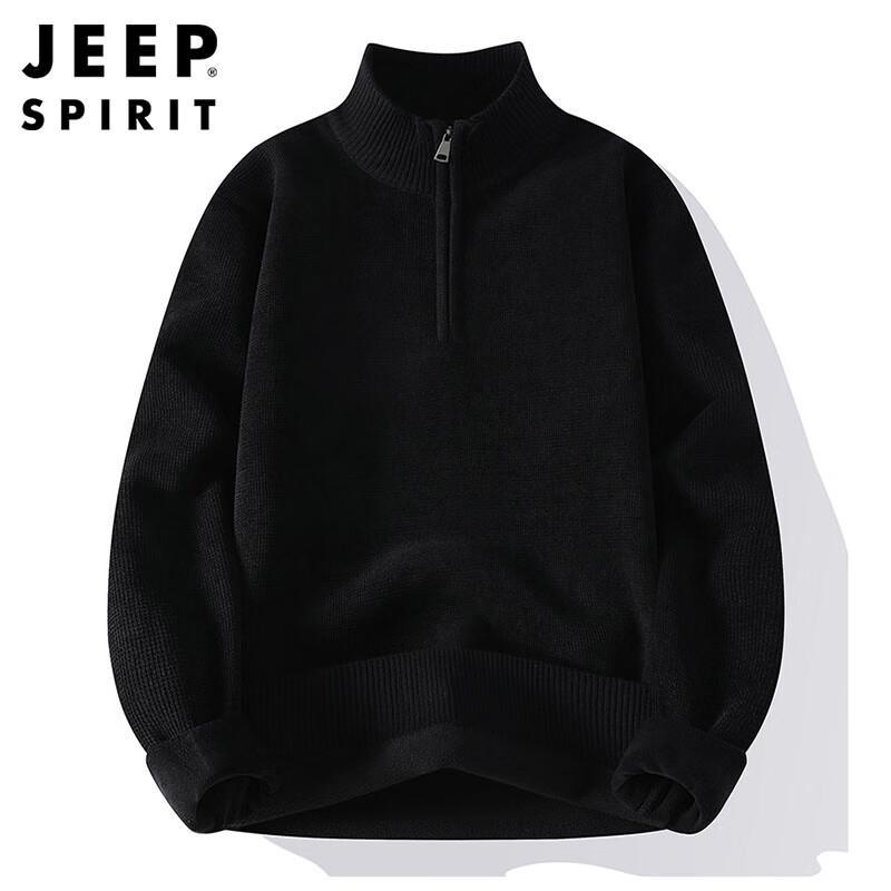 JEEP SPIRIT Men's Fleece-Lined Half-Zip Knit Sweater