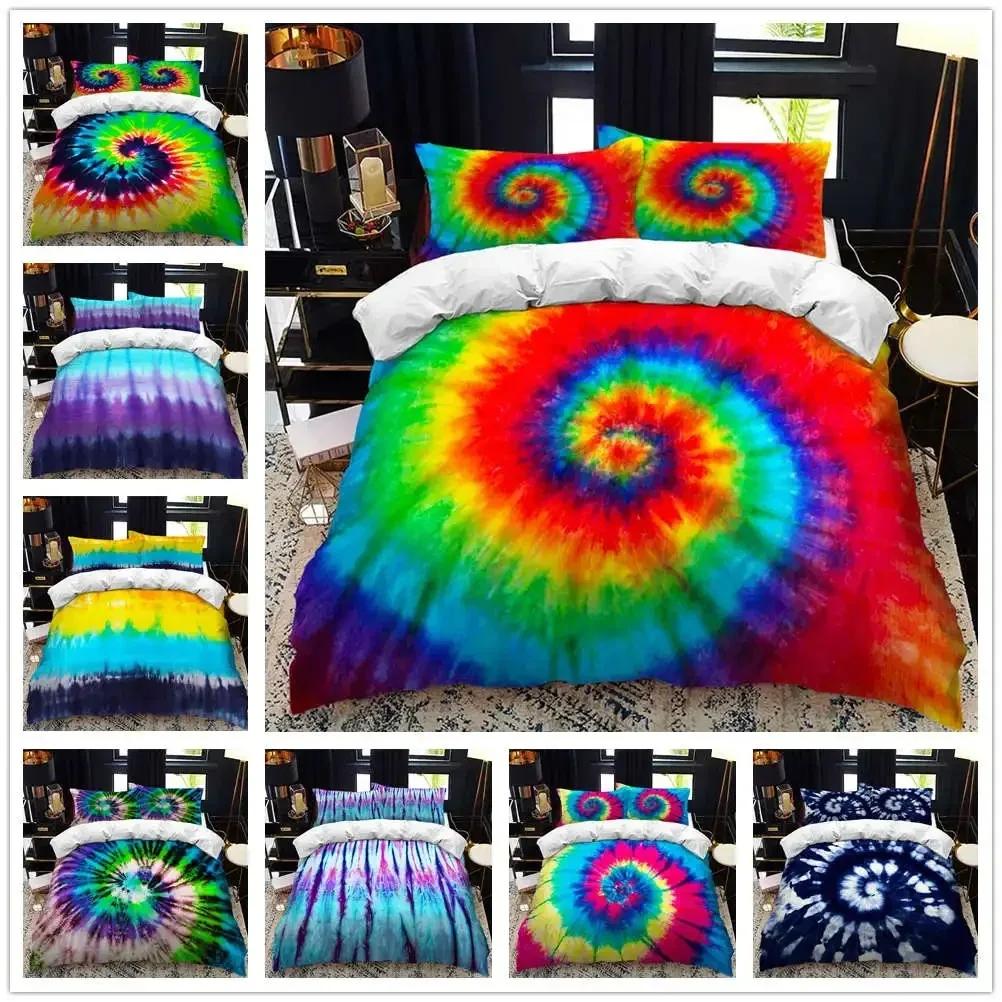 Color Tie Dyeing Double Bed Soft with Soft Fabric Duvet Cover Set Quen Calico Twin Sized Dimensions Warm Comforter Beding Set Single Complete Set