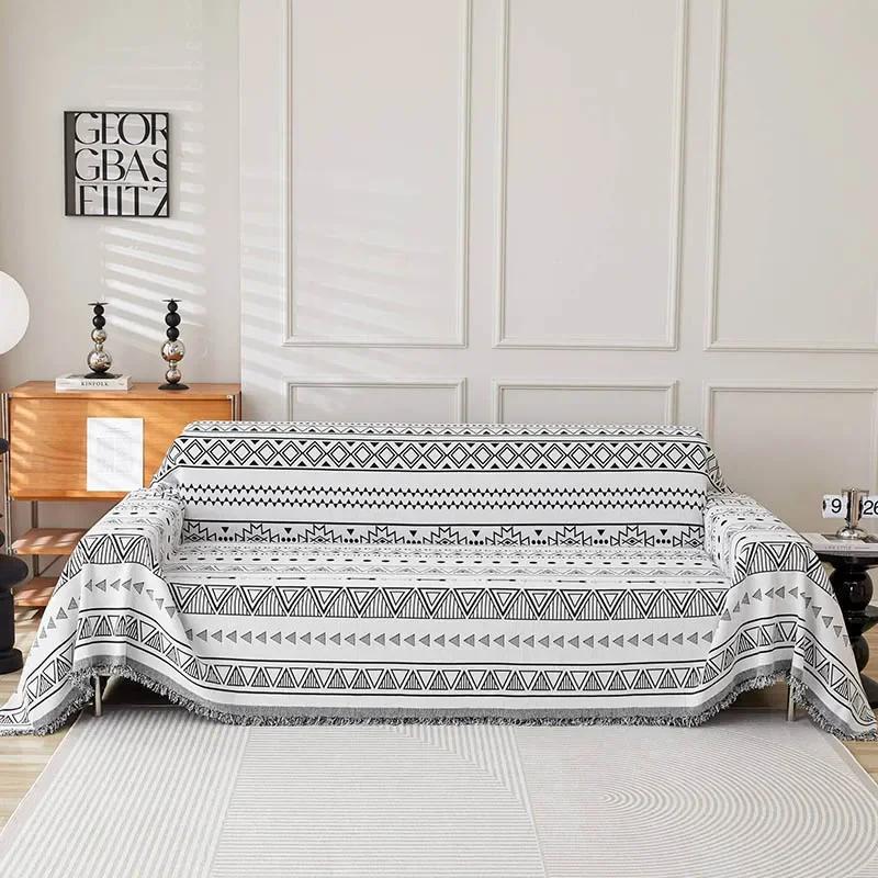 1 Stück Nordische Sofa-Überwürfe Outdoor Camping Picknick Große Decke Freizeit Entspannung Strandtuch Weiß Reise-Decke Quasten Leinen