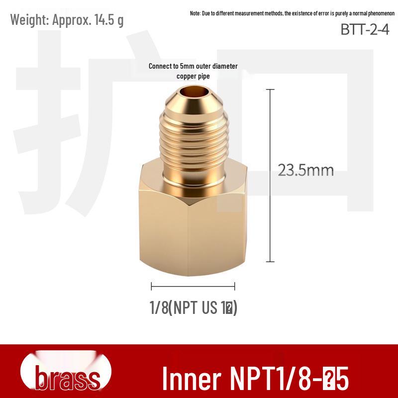 Brass Female NPT Flaring Straight Connector for Copper Oil Pipe Pressure Gauge