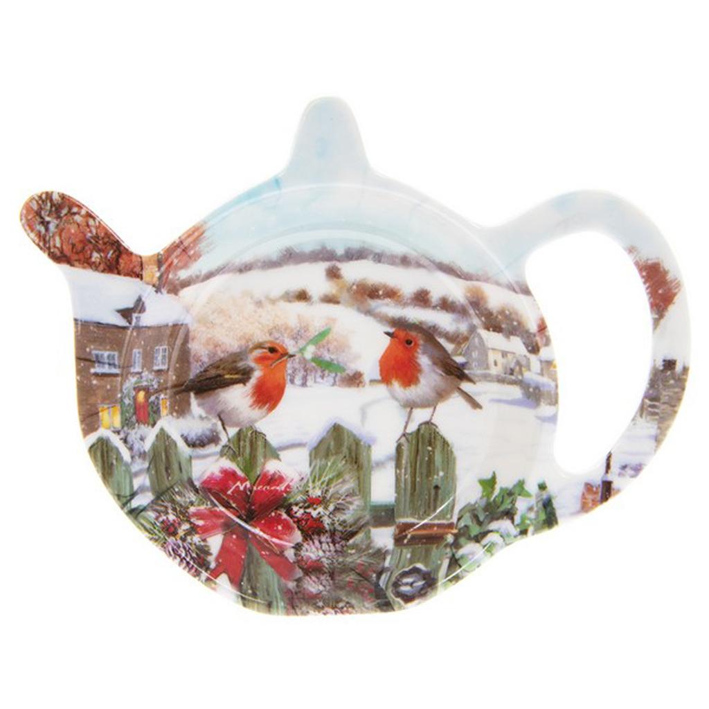 Les Trésors De Lily [A3322] - Melamine Sachet Holder 'Rouge-Gorge Noël' - 12x10 Cm