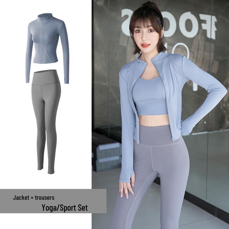 

Женский персиковый комплект для йоги и фитнеса: Боди, Куртка - Весенне-летняя одежда для активного отдыха XL