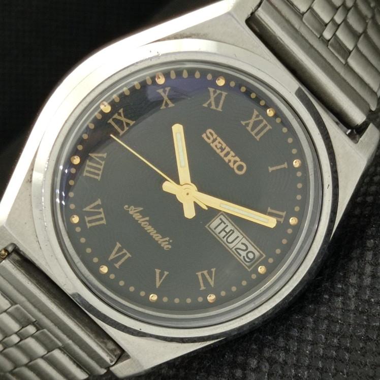 

USED VINTAGE SEIKO AUTOMATIC 7009A JAPAN MENS D/D BLACK WATCH 608b-a315246-9 SKU608b-a315246