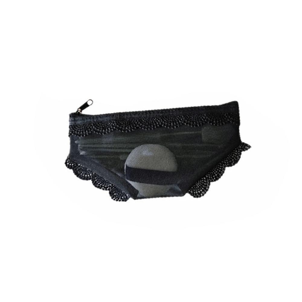 Korean Style Mesh Toiletry Bag Lace Trim Makeup Storage Pouch Jewelry Organizer  for Travel