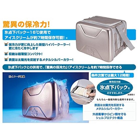 LOGOS Hyper Cooler XL Size Foldable Cooler Ideal for Disaster Preparedness Sub-Zero Bag, (81670090), Silver, Box,