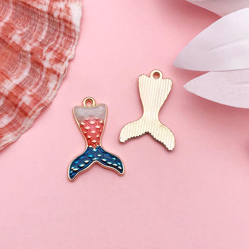Cute Cartoon Mermaid Starfish Drip Oil Pendant Charm for DIY Bracelets & Necklaces