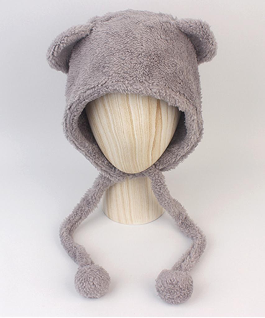 Yunibeosyeolkemiseuteuli Bear Soft Fleece Gray Bonnet Hat