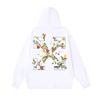 1309 Off-White 2025 Autumn/Winter New Flower Arrow Pattern Printed Hoodie for Men and Women