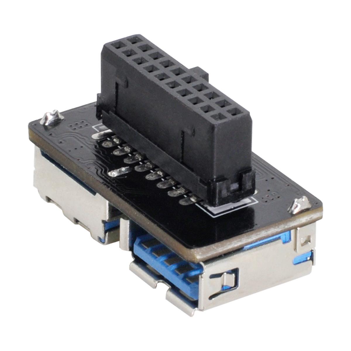

U3-056 Dual USB 3.0 A Type Female to Motherboard 20Pin Box Header Slot Adapter PCBA Flat Type Converter As Shown A