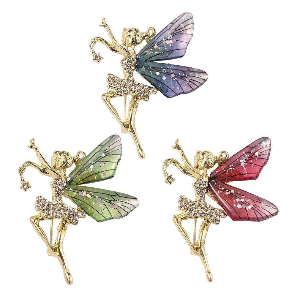 

Крылья эльфа, цинковый сплав, роскошный смысл, корейский стиль, значок, ангел, инкрустированная цирконовая брошь, женская брошь, брошь в виде эльфа