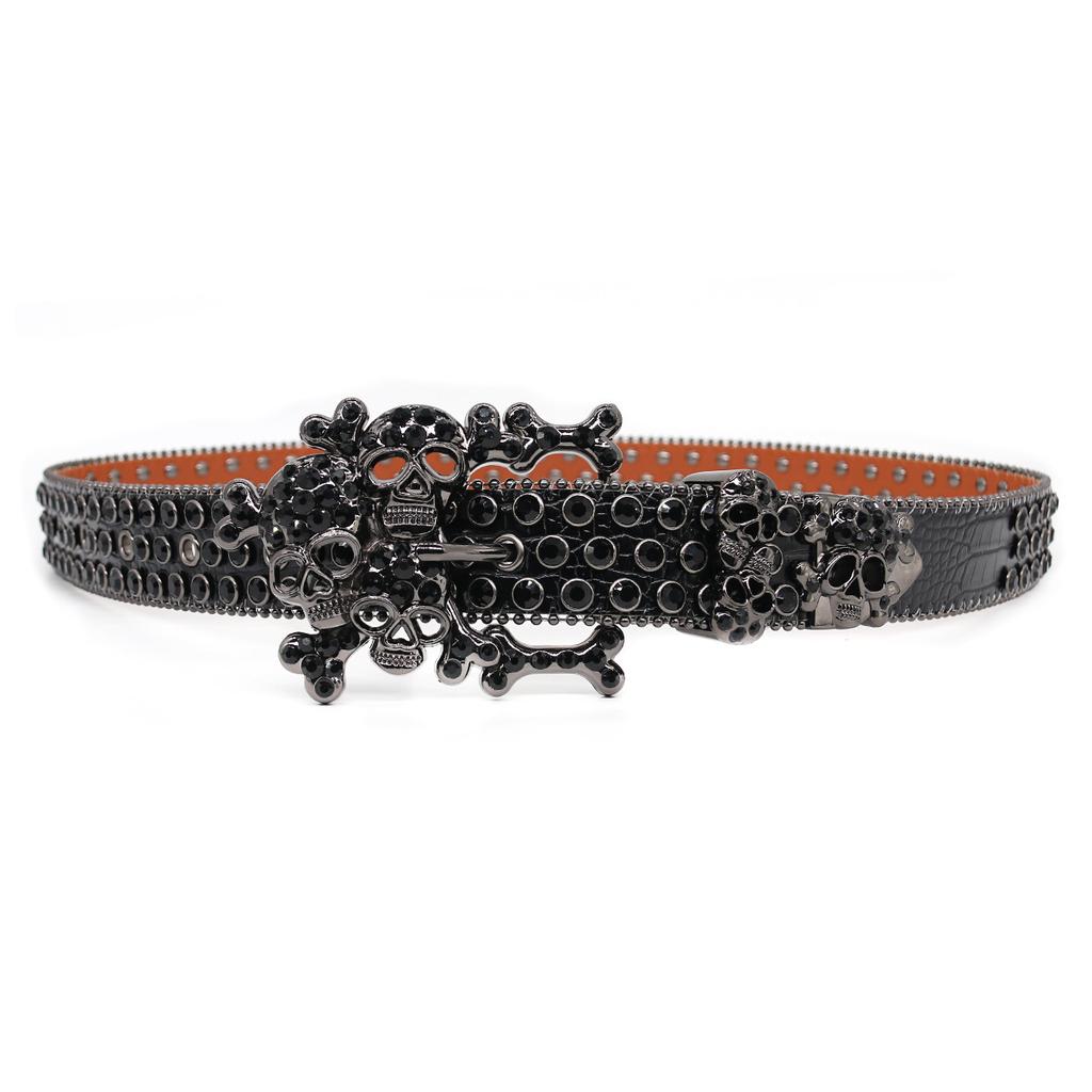Cinto Hip-hop Preto Europeu e Americano Caveira Grande Personalidade Tendência Masculino Jeans Versátil Cinto de Alta Qualidade