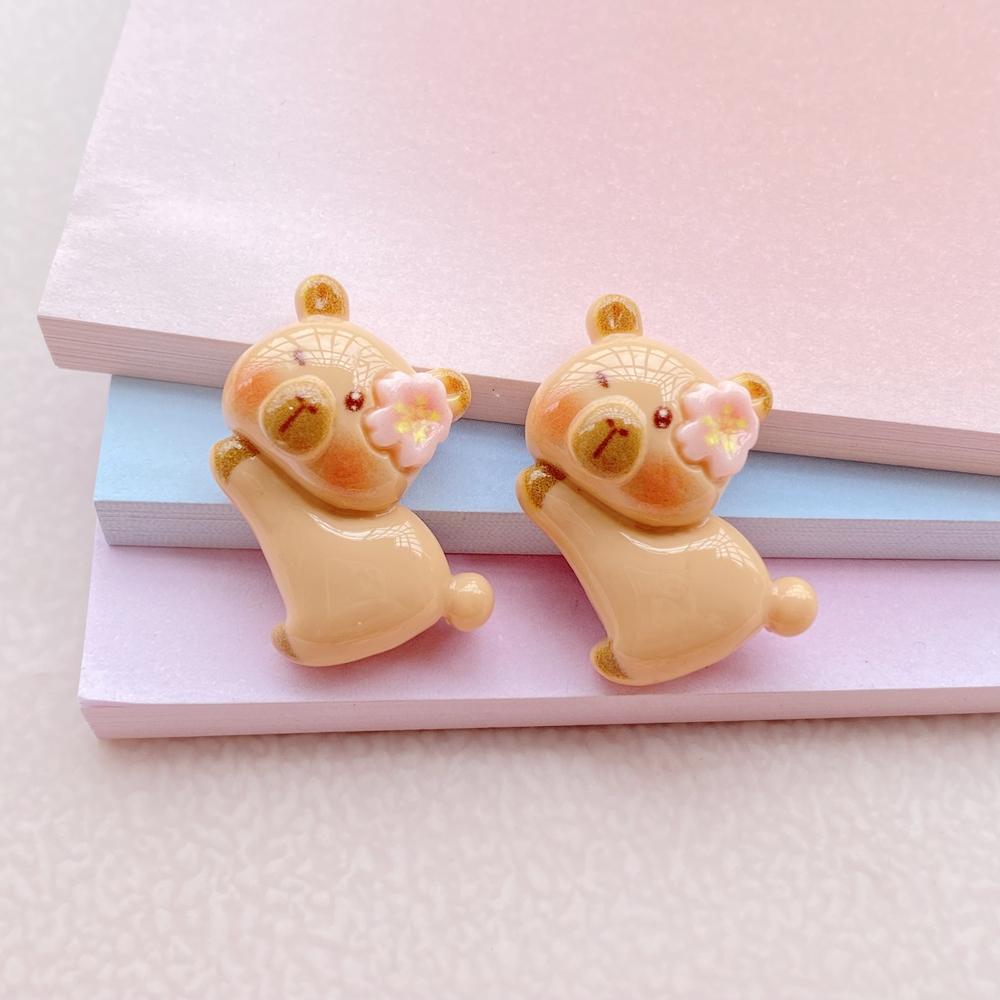 10PCS New Models Colorful Cartoon Bear Series Resin Scrapbook DIY Jewelry Hairpin Headrope Decoration Crafts