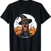 Doberman Pinscher Dog Whitch Hat Halloween Pumpkin Spooky T-Shirt