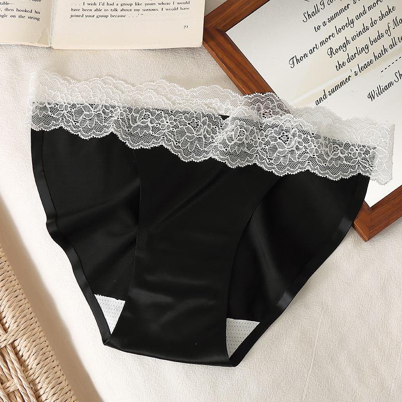 Women's Sexy Lace Trim Seamless Satin Panties - Pure Desire Style 2025