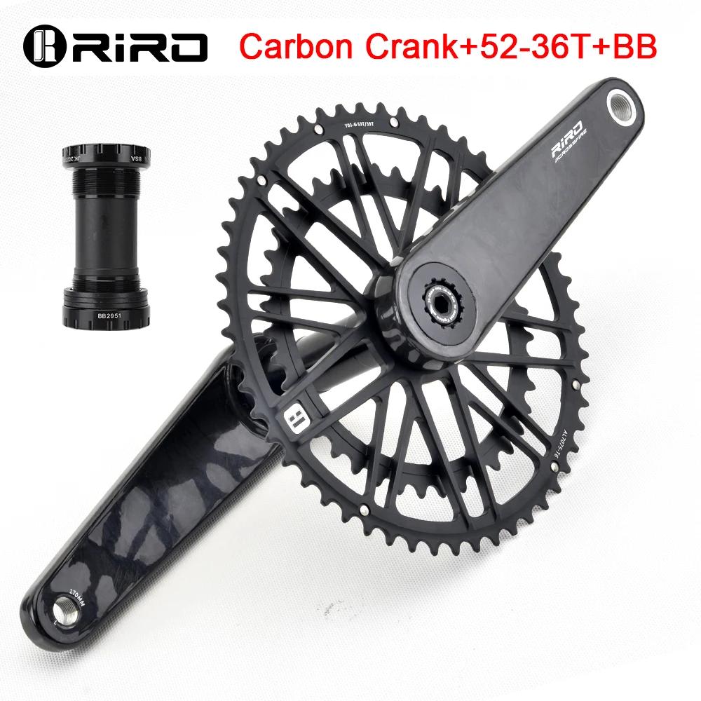 RIRO Carbon Fiber Road Crankset 29MM 50-34/52-36/53-39T Compatible with 11/12 Speed Shimano Direct Mount /110/130BCD Chainrings