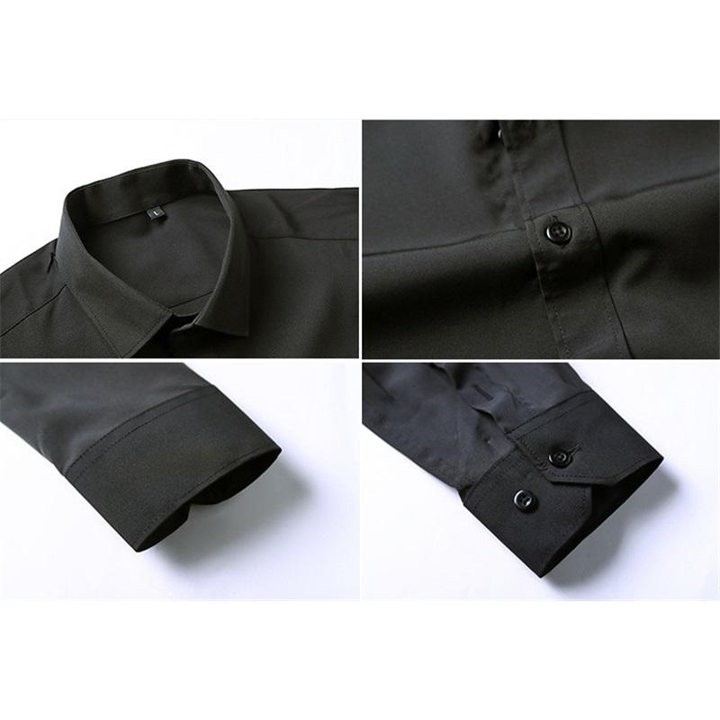 6XL 7XL Men's Classic Long Sleeve Formal Shirt Solid Color Business Office Fashion Black Blue White Dress Shirts Casual Work Top