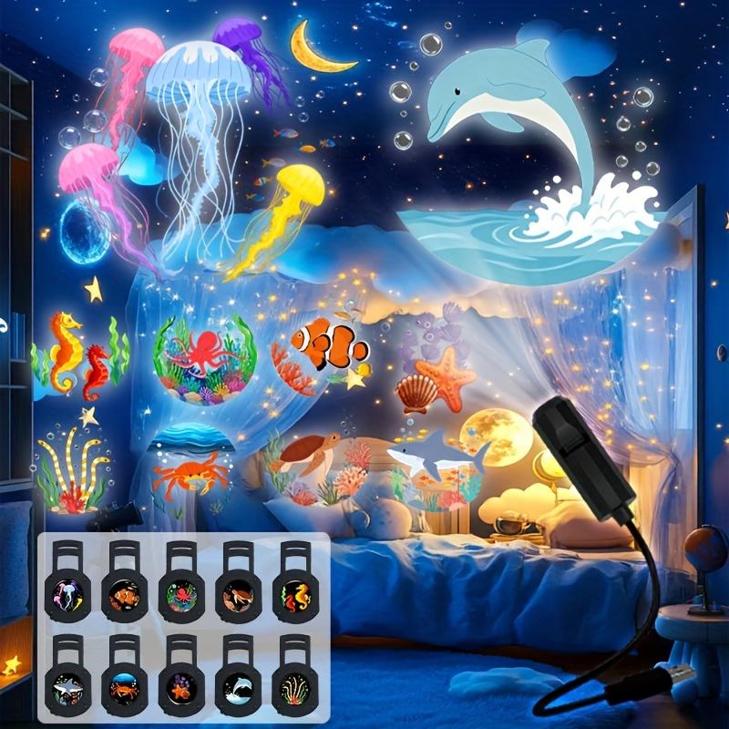 LED USB Projektorlicht 3/6 Stück Projektionsmuster - Verstellbar Wal Schmetterling Qual Seestern Nachtlicht Festival Geschenk