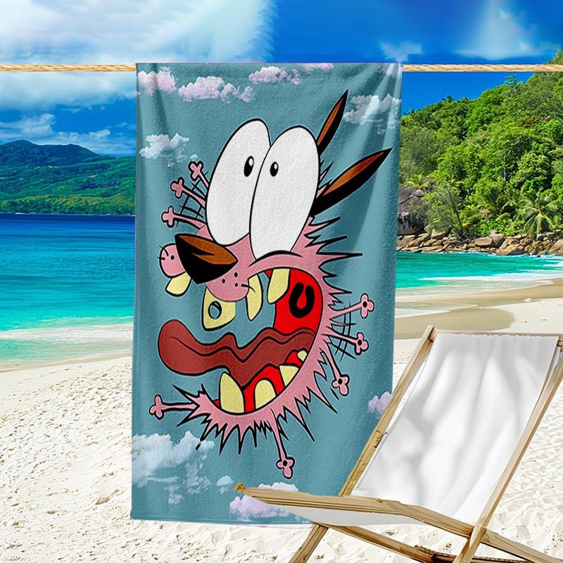 proof beach towel with a Courage the Cowardly Dog2 pattern - soft,absorbent,quick-drying,machine washable - perfect for swimming,camping,bathing
