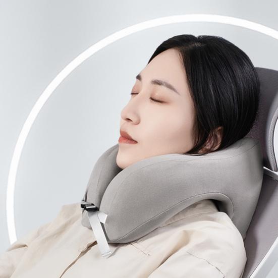 U-shaped Pillow Memory Foam Thick Elastic Slow Bounce Travel Neck Pillow Adjustable Band Pain Relief Long Flight Neck Support Office Nap Pillow