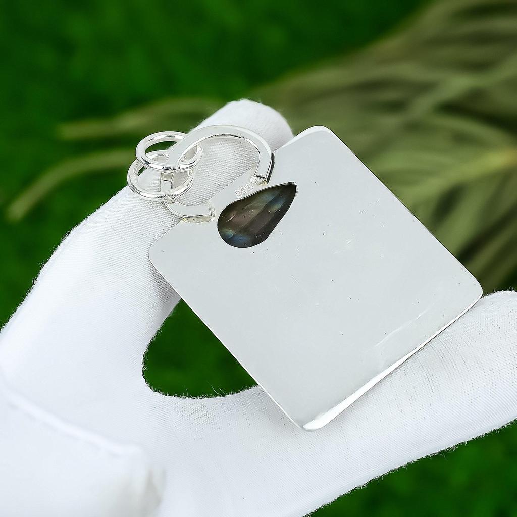 Sisters Day Sale 925 Silver Pear Labradorite Gemstone Bezel Boho Pendant Jewelry