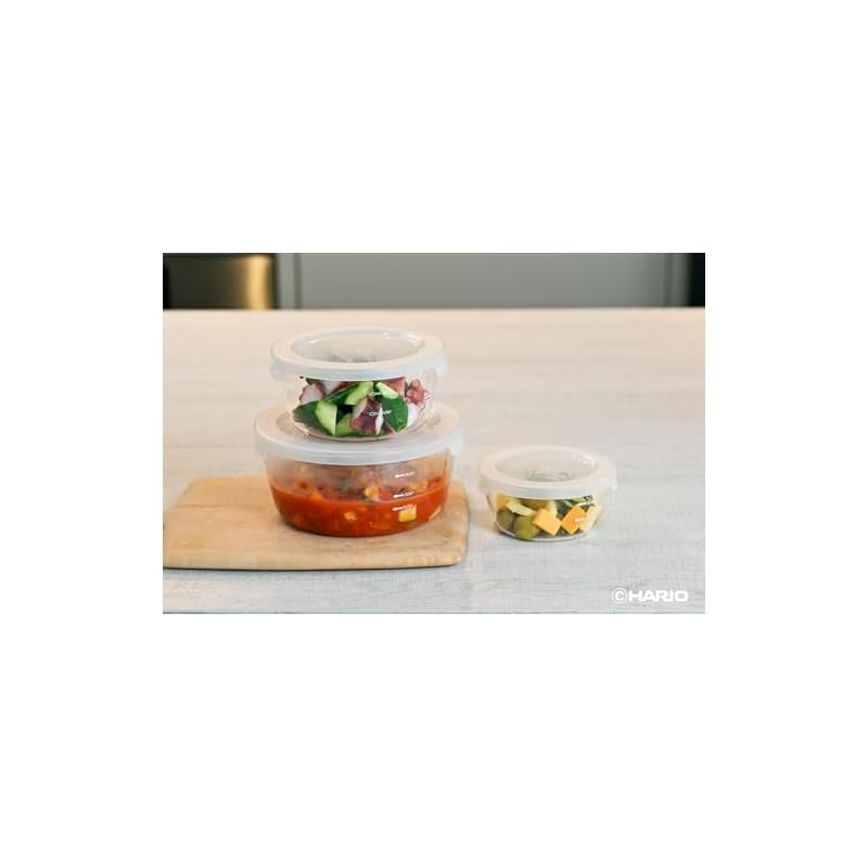 Hario Heat-Resistant Glass Storage Container, Round, 600ml, MST-60-TW, Set of 6