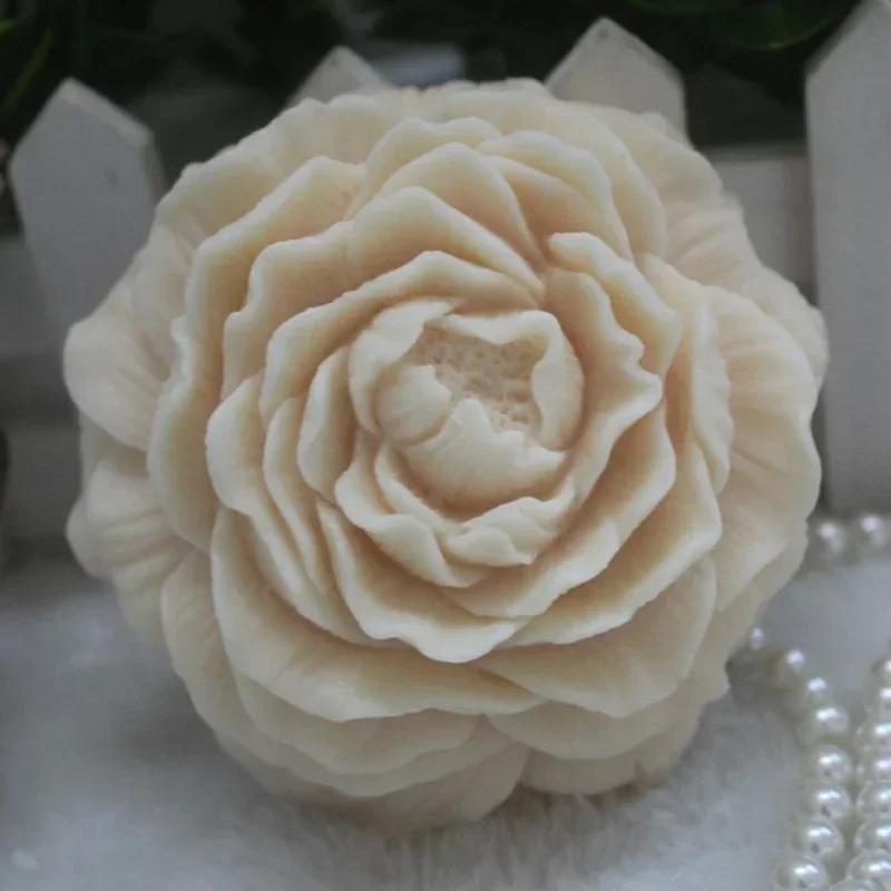 2026New Peony Silicone Candle Mold Extra Large 3D Flower Aromatherapy Plaster Resin Making Tool Diy Chocolate Cake Soap Mould