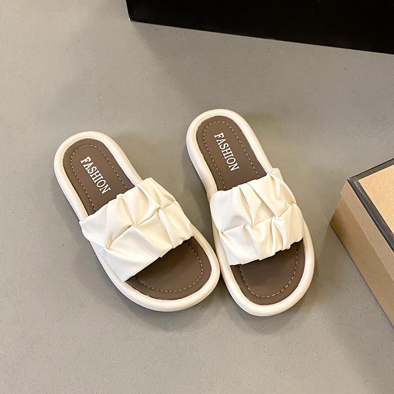 Premium thick-bottomed one-word slippers for women's summer outer wear fashionable new flat-bottomed non-slip casual cool slippers